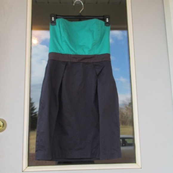 French Connection dress strapless with pockets color block office 6 - Picture 5 of 12